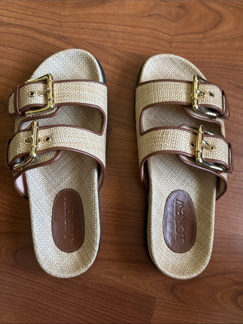 J.Crew Raffia Two Strap Slide Sandal